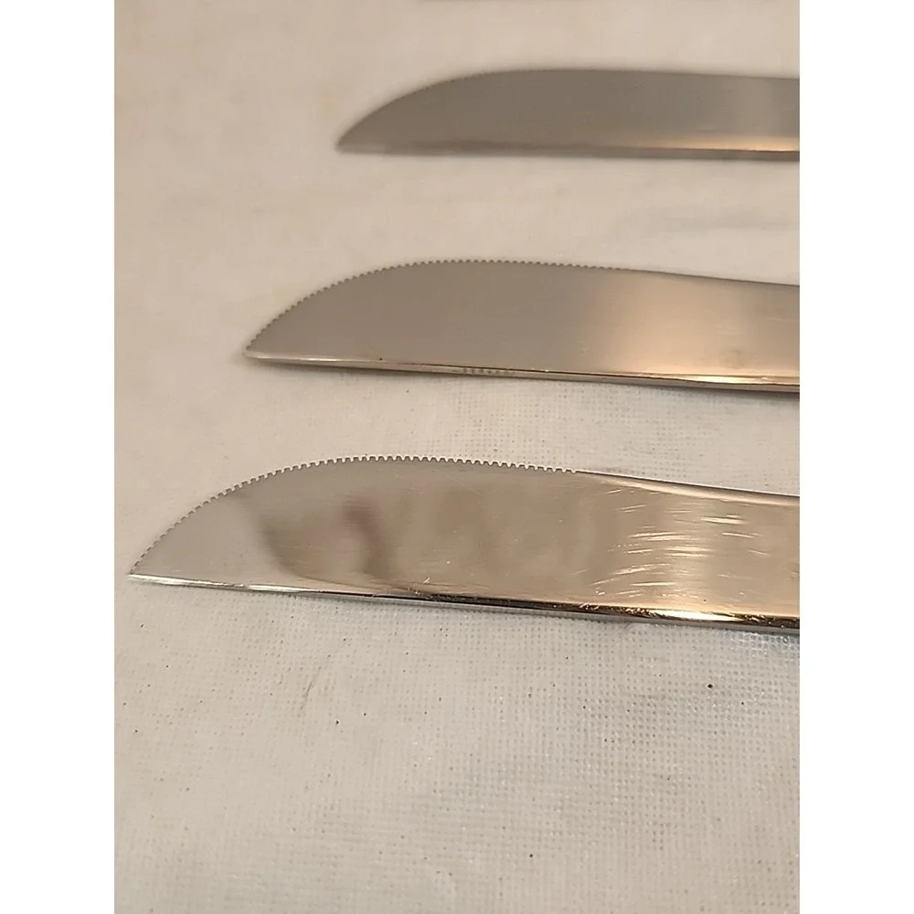 Set Of Six Vintage‎ Stainless Steel Dinner Knives with Faux Bamboo Handles